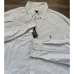 SOLD
NWT‎ Ralph Lauren Polo Shirt Men M Blue Stripe Long Sleeve Classic Fit 100